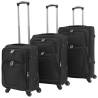 3 Piece Soft Case Trolley Set Black - Durable & Lightweight Travel