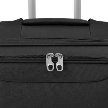 3 Piece Soft Case Trolley Set Black - Durable & Lightweight Travel