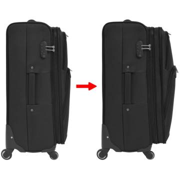 3 Piece Soft Case Trolley Set Black - Durable & Lightweight Travel