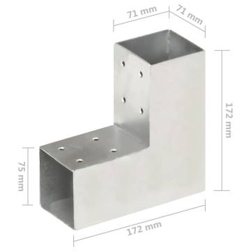 Post Connector L Shape Galvanised Metal 71x71 mm - HipoMarket