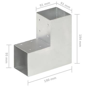 Post Connectors L Shape 4 pcs Galvanised Metal | Hipomarket