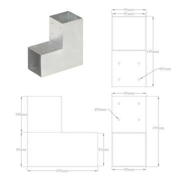 Post Connectors L Shape 4 pcs Galvanised Metal | Hipomarket