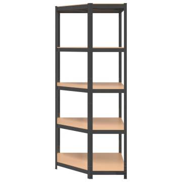 5-Layer Corner Shelf - Anthracite Steel & Wood | HipoMarket UK