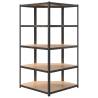 5-Layer Heavy-Duty Corner Shelf - Grey Steel & Engineered Wood