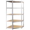 5-Layer Corner Shelf - Silver Steel & Engineered Wood