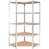 5-Layer Corner Shelf - Silver Steel & Engineered Wood