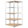 5-Layer Corner Shelf - Silver Steel & Engineered Wood