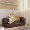 Ergonomic Foam Dog Bed - Brown Faux Leather 60x42 cm