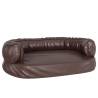 Ergonomic Foam Dog Bed - Brown Faux Leather 60x42 cm