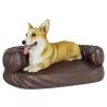 Ergonomic Foam Dog Bed - Brown Faux Leather 60x42 cm