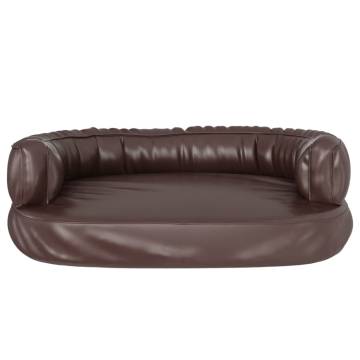 Ergonomic Foam Dog Bed - Brown Faux Leather 60x42 cm