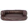 Ergonomic Foam Dog Bed - Brown Faux Leather 60x42 cm