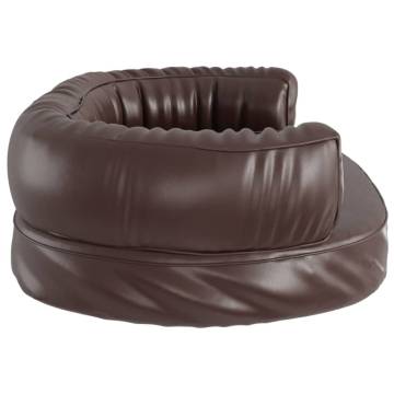 Ergonomic Foam Dog Bed - Brown Faux Leather 60x42 cm