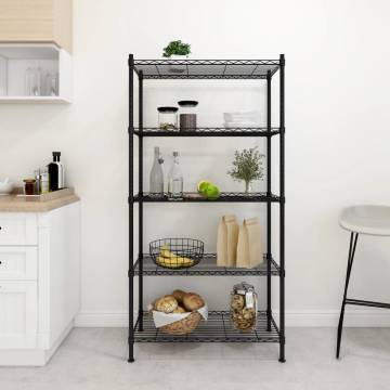 5-Tier Black Storage Shelf - 250 kg Capacity | HipoMarket