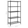 5-Tier Black Storage Shelf - 250 kg Capacity | HipoMarket