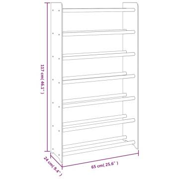 Stylish Grey Shoe Rack | 65x24x117 cm Engineered Wood