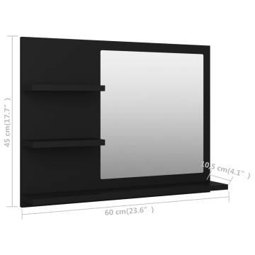 Stylish Bathroom Mirror Black - 60x10.5x45 cm - Hipomarket