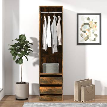 Smoked Oak Wardrobe with Drawers - Stylish & Compact Storage