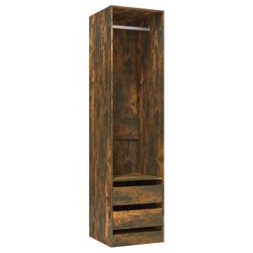 Smoked Oak Wardrobe with Drawers - Stylish & Compact Storage