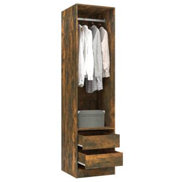 Smoked Oak Wardrobe with Drawers - Stylish & Compact Storage