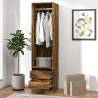 Smoked Oak Wardrobe with Drawers - Stylish & Compact Storage