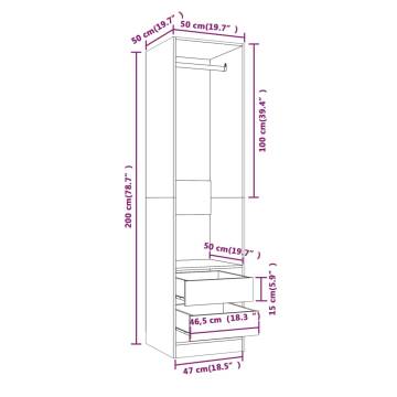 Smoked Oak Wardrobe with Drawers - Stylish & Compact Storage