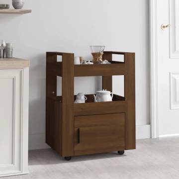 Brown Oak Kitchen Trolley - 60x45x80 cm Engineered Wood