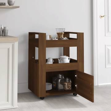 Brown Oak Kitchen Trolley - 60x45x80 cm Engineered Wood