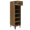 Stylish Brown Oak Shoe Cabinet - Space Saving & Durable