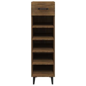 Stylish Brown Oak Shoe Cabinet - Space Saving & Durable