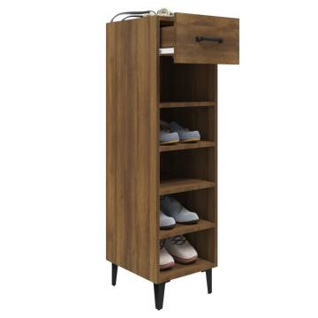 Stylish Brown Oak Shoe Cabinet - Space Saving & Durable