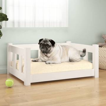 Dog Bed White 65.5x50.5x28 cm Solid Pine Wood - Hipomarket