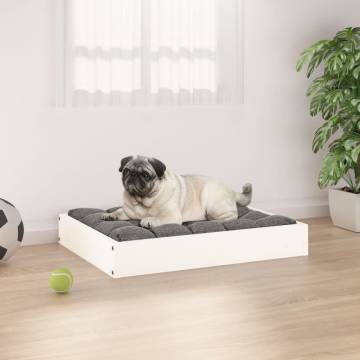 Stylish Dog Bed in White - Solid Pine Wood - 61.5x49x9 cm