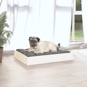 Stylish Dog Bed in White - Solid Pine Wood - 61.5x49x9 cm