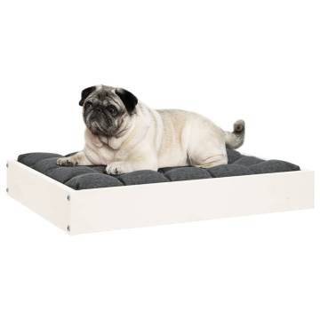 Stylish Dog Bed in White - Solid Pine Wood - 61.5x49x9 cm