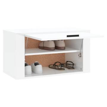 Wall-Mounted Shoe Cabinet High Gloss White - 70x35x38 cm