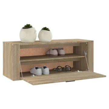 Wall Shoe Cabinet Sonoma Oak - Modern & Compact Storage