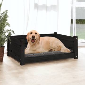 Dog Bed Black 75.5x55.5x28 cm - Solid Pine Wood