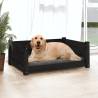 Dog Bed Black 75.5x55.5x28 cm Solid Pine Wood Colour black Size 75.5 x 55.5 x 28 cm 