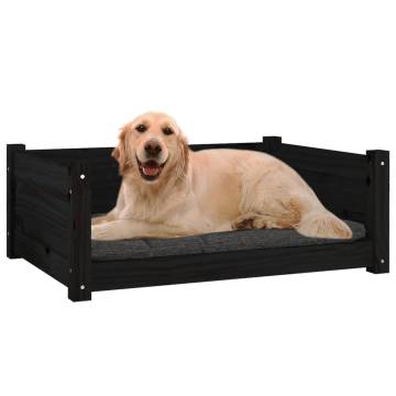 Dog Bed Black 75.5x55.5x28 cm - Solid Pine Wood