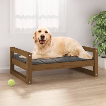 Stylish Dog Bed in Honey Brown - Solid Pine Wood