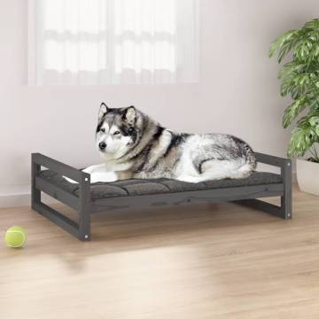 Stylish Grey Dog Bed | Solid Pine Wood | 105.5x75.5x28 cm