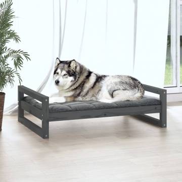 Stylish Grey Dog Bed | Solid Pine Wood | 105.5x75.5x28 cm