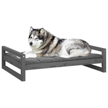 Stylish Grey Dog Bed | Solid Pine Wood | 105.5x75.5x28 cm