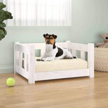 Dog Bed White (55.5x45.5x28 cm) - Stylish Pine Wood Comfort