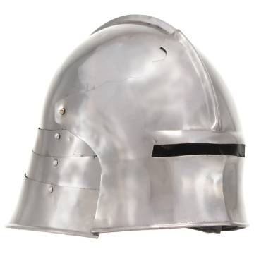 Medieval Knight Helmet Replica - LARP Antique Silver Steel