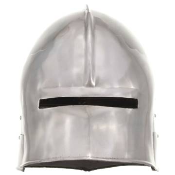 Medieval Knight Helmet Replica - LARP Antique Silver Steel