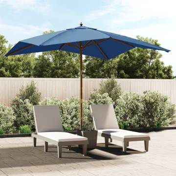 Garden Parasol with Wooden Pole - Azure Blue 300x300 cm