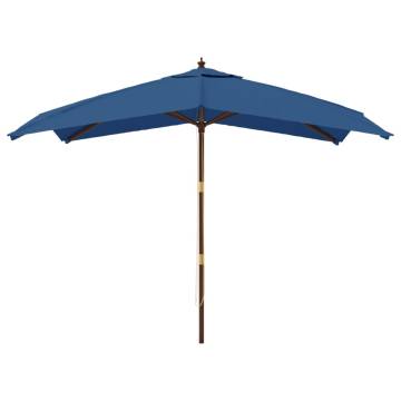 Garden Parasol with Wooden Pole - Azure Blue 300x300 cm