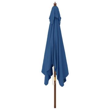 Garden Parasol with Wooden Pole - Azure Blue 300x300 cm